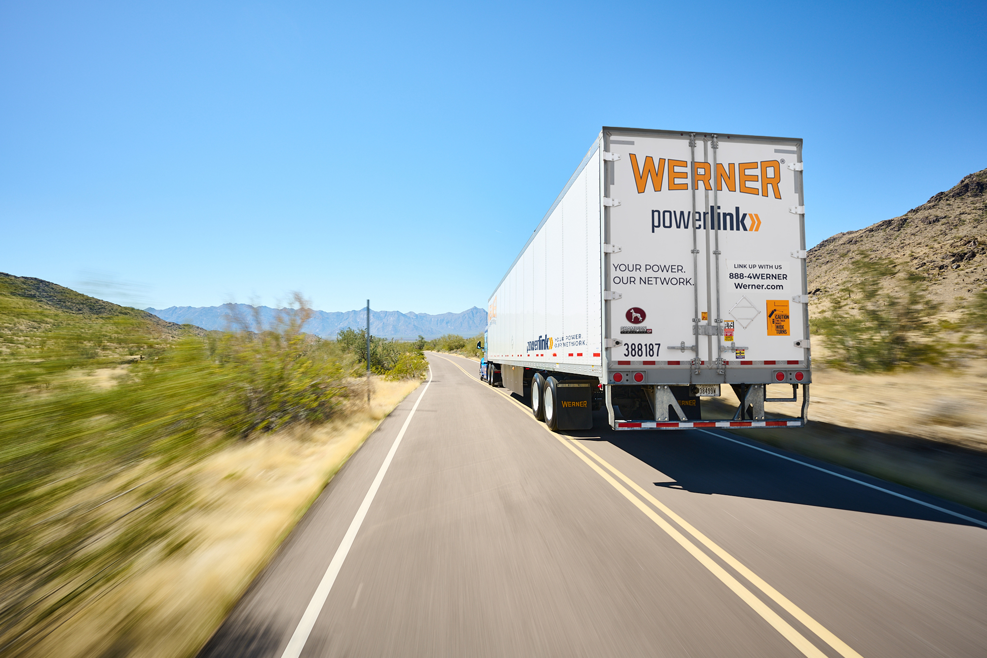Werner PowerLink truck driving down the road