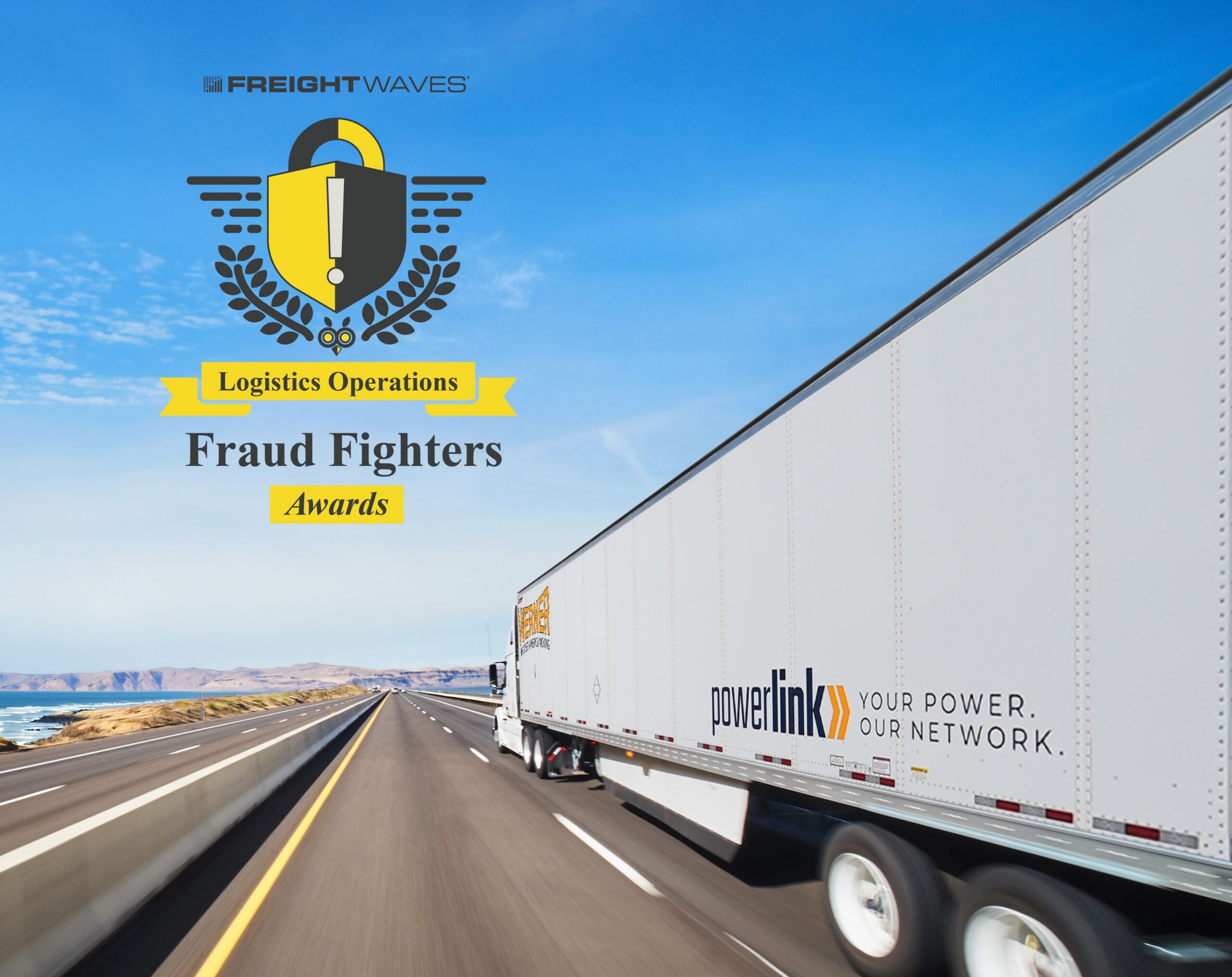 Werner powerlink truck driving down the highway